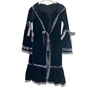 Vintage California Costumes Goth Faux Velvet Lace Dress and Robe in one w/ Hood